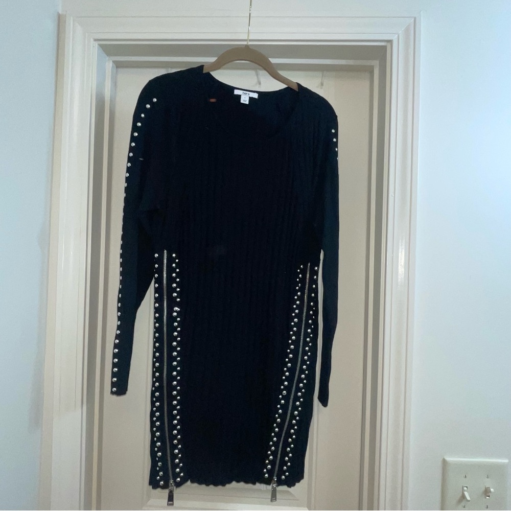 Elegant Black Dress with Pearl Accents